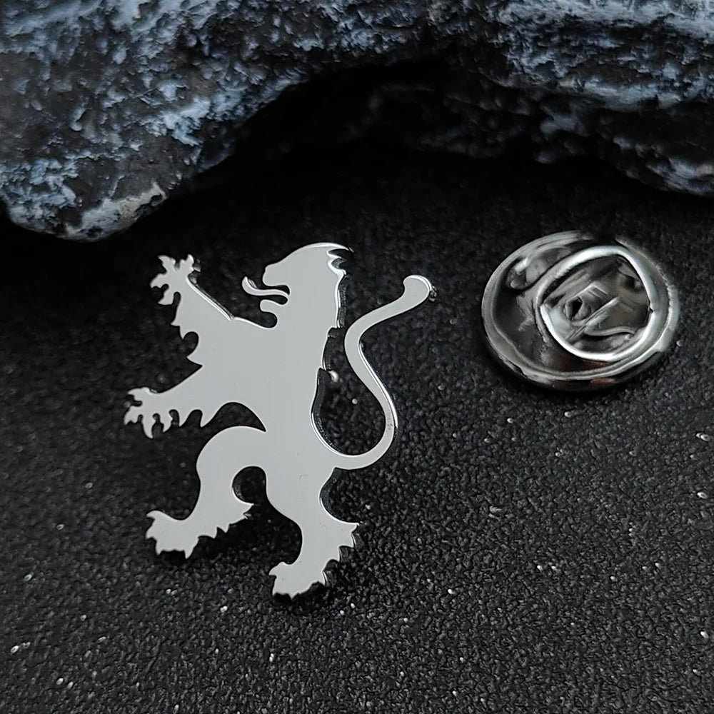 Stylish and simple animal badge, gold-plated stainless steel lion collar pin, phoenix men's collar pin, pterosaur brooch