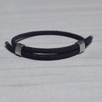 Adjustable Woven Cord Bracelet — Stainless Steel Sliding Clasp