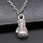 Boxing Gloves Pendant Necklace — Silver-Tone 22mm