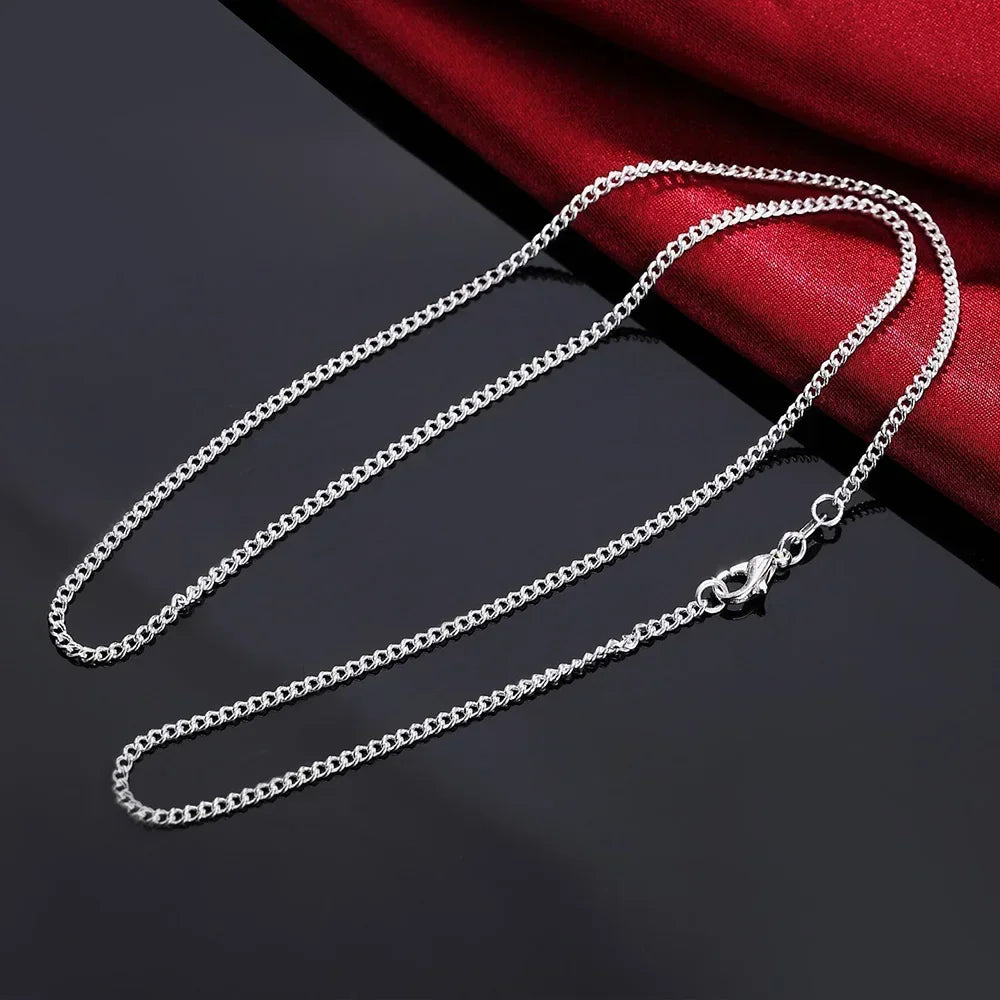 40-75cm 925 Sterling Silver Necklace 16/18/20/22/24/26/28/30 Inch 2MM String chain for Women Men for Jewelrys pendants