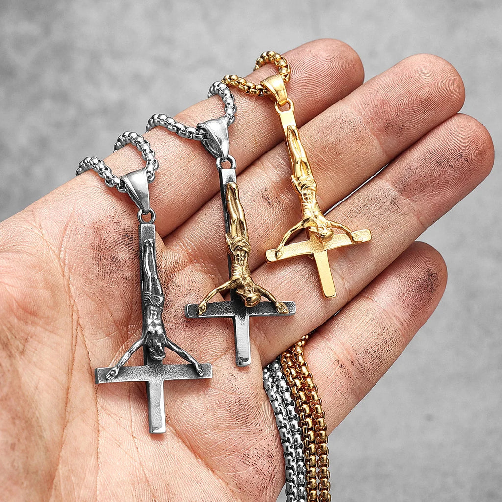Jesus Cross Amulet Necklace — Stainless Steel