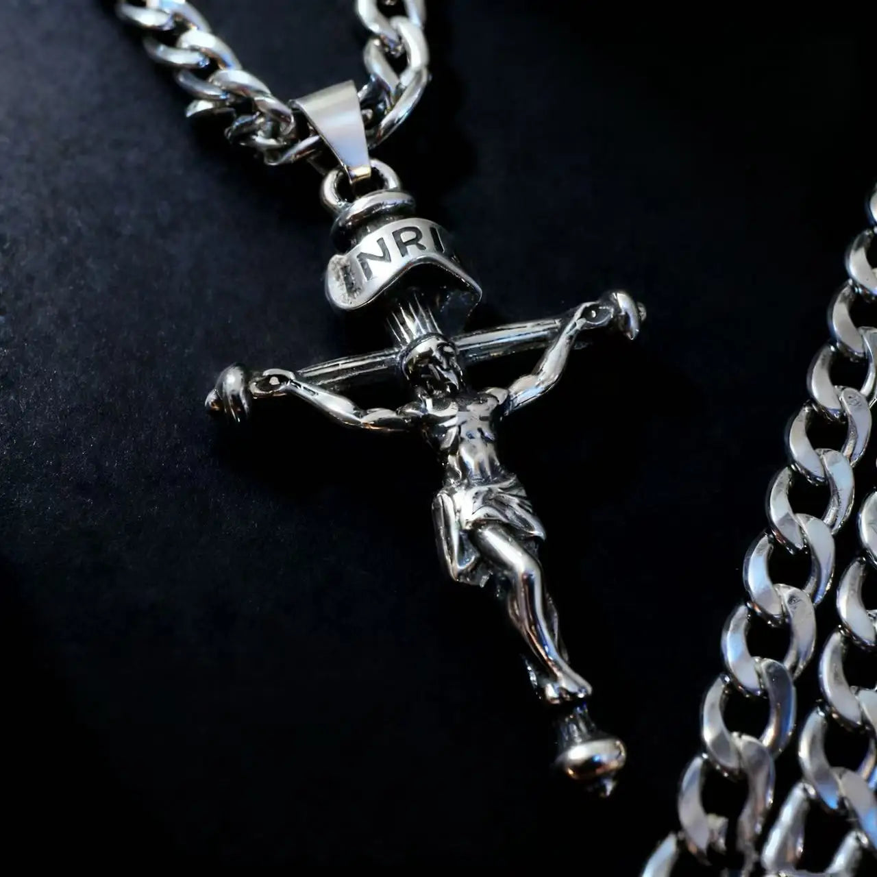 Cross Jesus Steel Pendant 316L Religious
