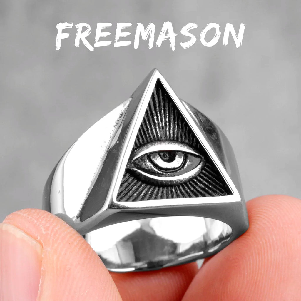 Freemason Illuminati Triangle Ring — Stainless Steel