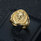 Vintage 316L Stainless Steel Animal Lion Pattern Rings For Men Women Punk Fashion Lion Head Ring Party Jewelry Gift