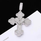 Iced Out Cross Pendant Necklace Stainless Steel