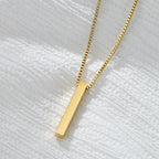 Vertical Blank Bar Pendant Necklace — Stainless Steel
