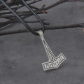 Viking Jewelry antique silver color rune thor hammer pendant necklace with cotton necklace chain