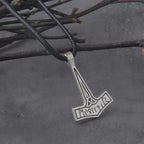 Viking Jewelry antique silver color rune thor hammer pendant necklace with cotton necklace chain