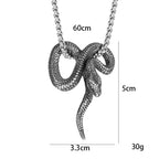 Silver Snake Pendant Necklace Stainless Steel