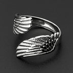 Angel Wing Wrap Open Adjustable Rings for Women Men Stainless Steel Gold Plated Feather Protection Finger Ring Jewelry