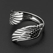 Gold Angel Wing Wrap Open Ring — Stainless Steel