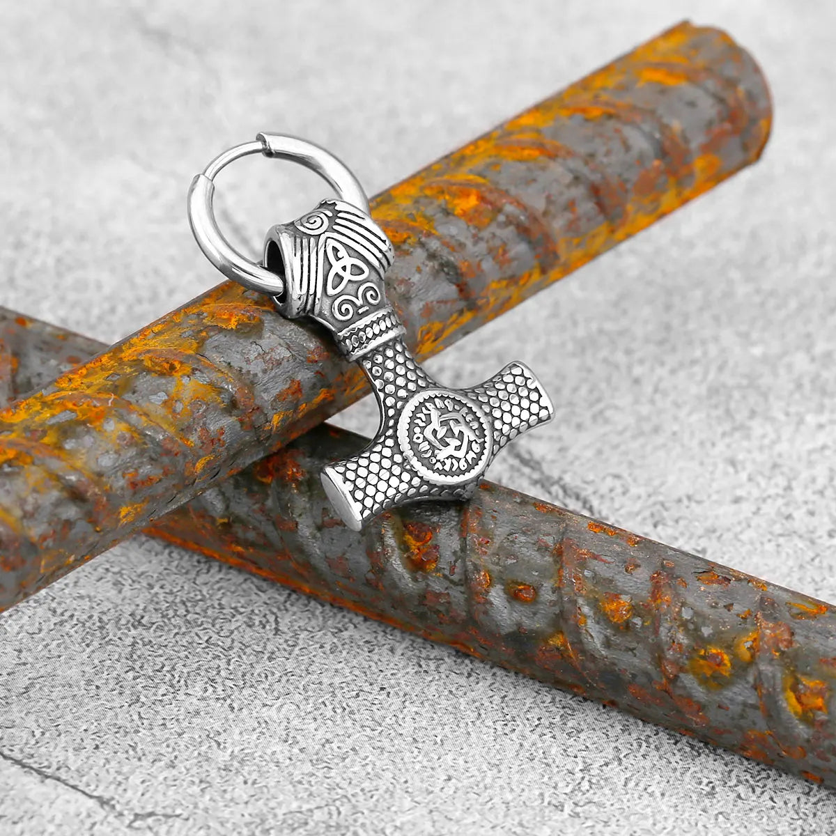 Creative Retro Thor's Hammer Vikings Earrings Men's Stainless Steel Nordic Teen Personality Jewelry Stud Earrings