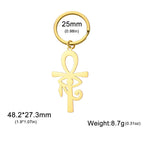 LIKGREAT Eye of Horus Keychain Ancient Egypt Ankh Cross Keyring for Women Men Stainless Steel Talisman Cross Jewelry