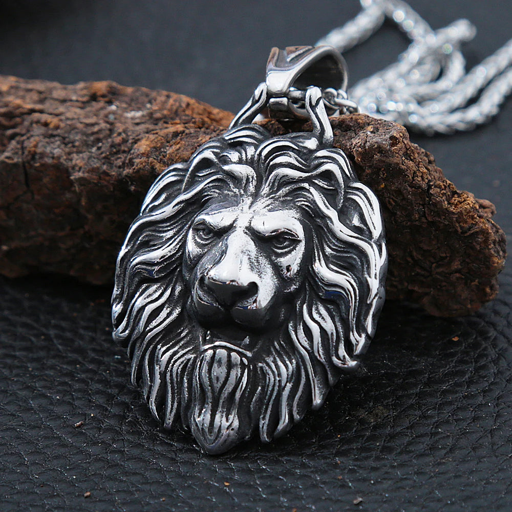 Gothic Lion Head Pendant Necklace — Stainless Steel
