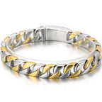 Man Bracelet Homme 12MM Wide Stainless Steel Curb Chain Charm Bracelets On Hand Bands for Men Vintage Mens Jewellery