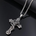 Gothic Skull Cross Dragon Pendant Necklace — Stainless Steel