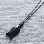 Vintage Natural Black Obsidian Fish‑Shaped Pendant Necklace for Men, Ideal for Fishing Enthusiasts, Valentine’s Day Gift