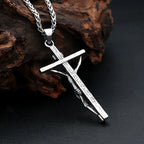Punk Jesus Christ Cross Pendant Necklace For Men 316L Stainless Steel Fashion Religious Prayer Amulet Jewelry Gifts