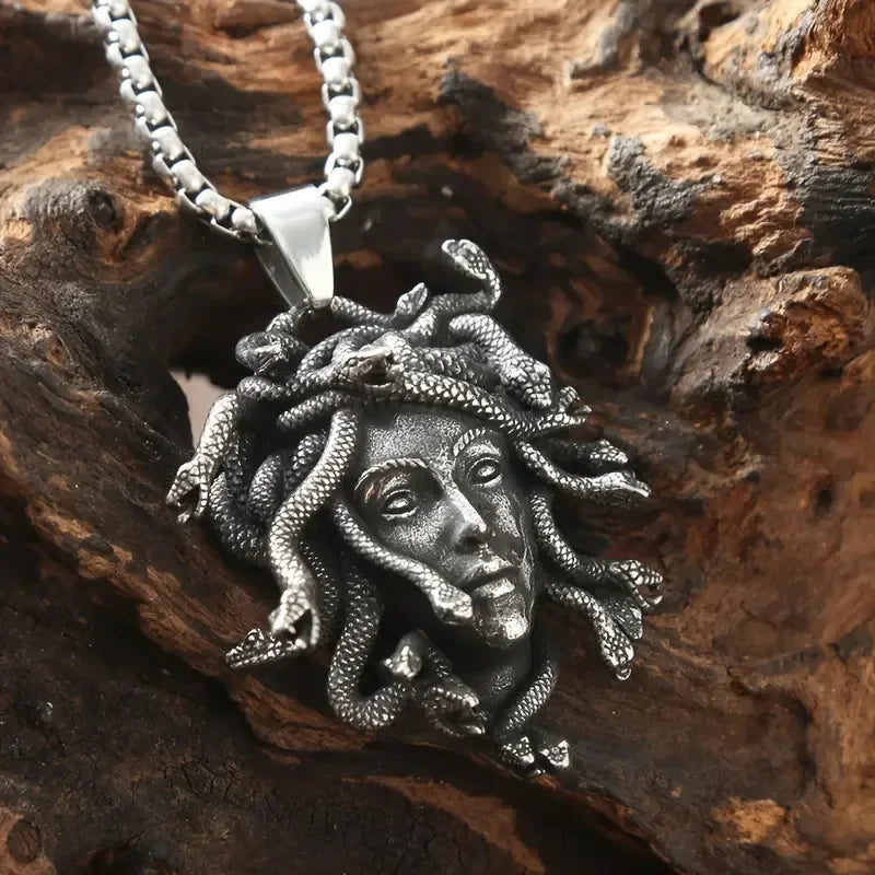 Medusa Snake Pendant Necklace — Stainless Steel