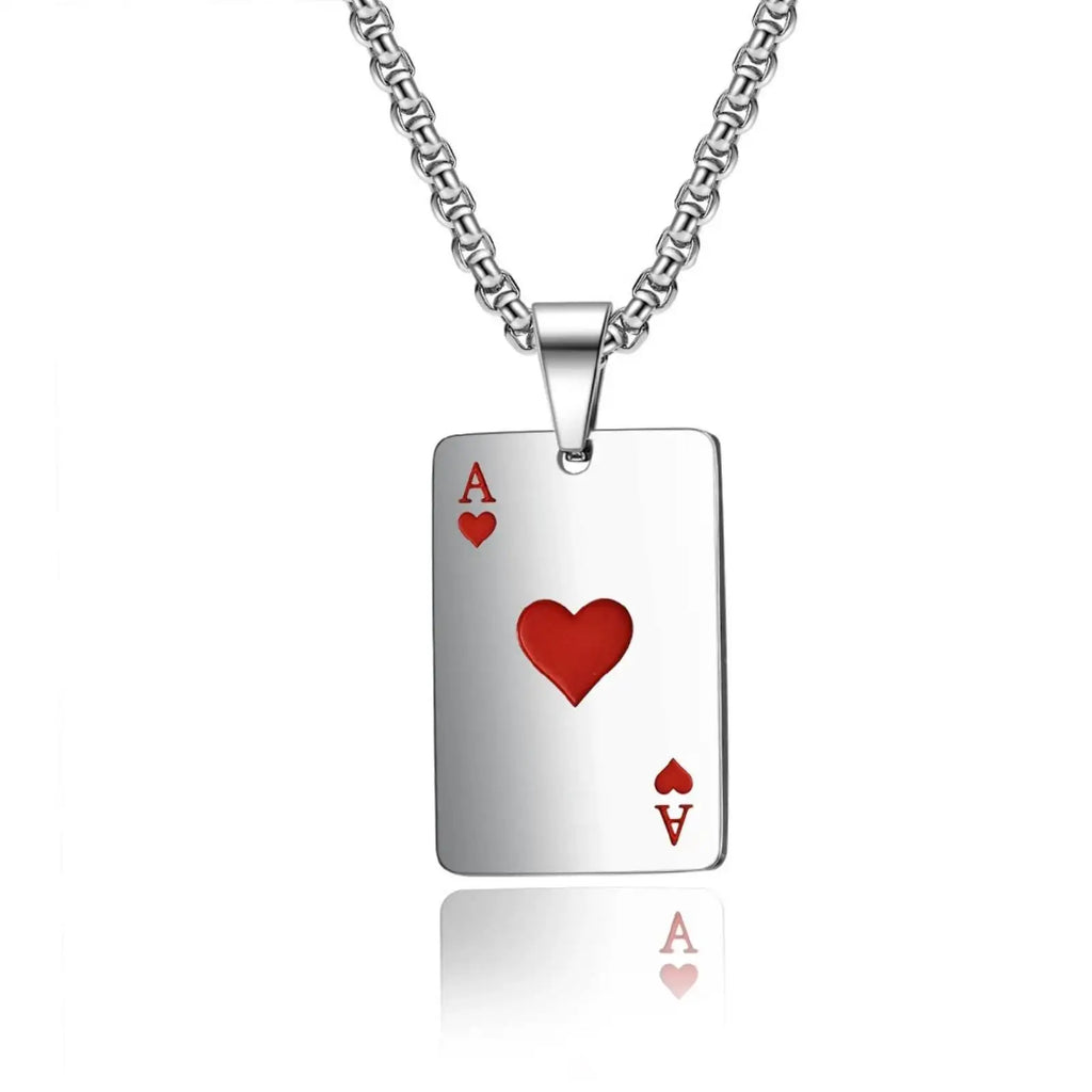Poker Ace of Spades Pendant Necklace Women Men Playing Cards Stainless Steel Jewelry Gifts