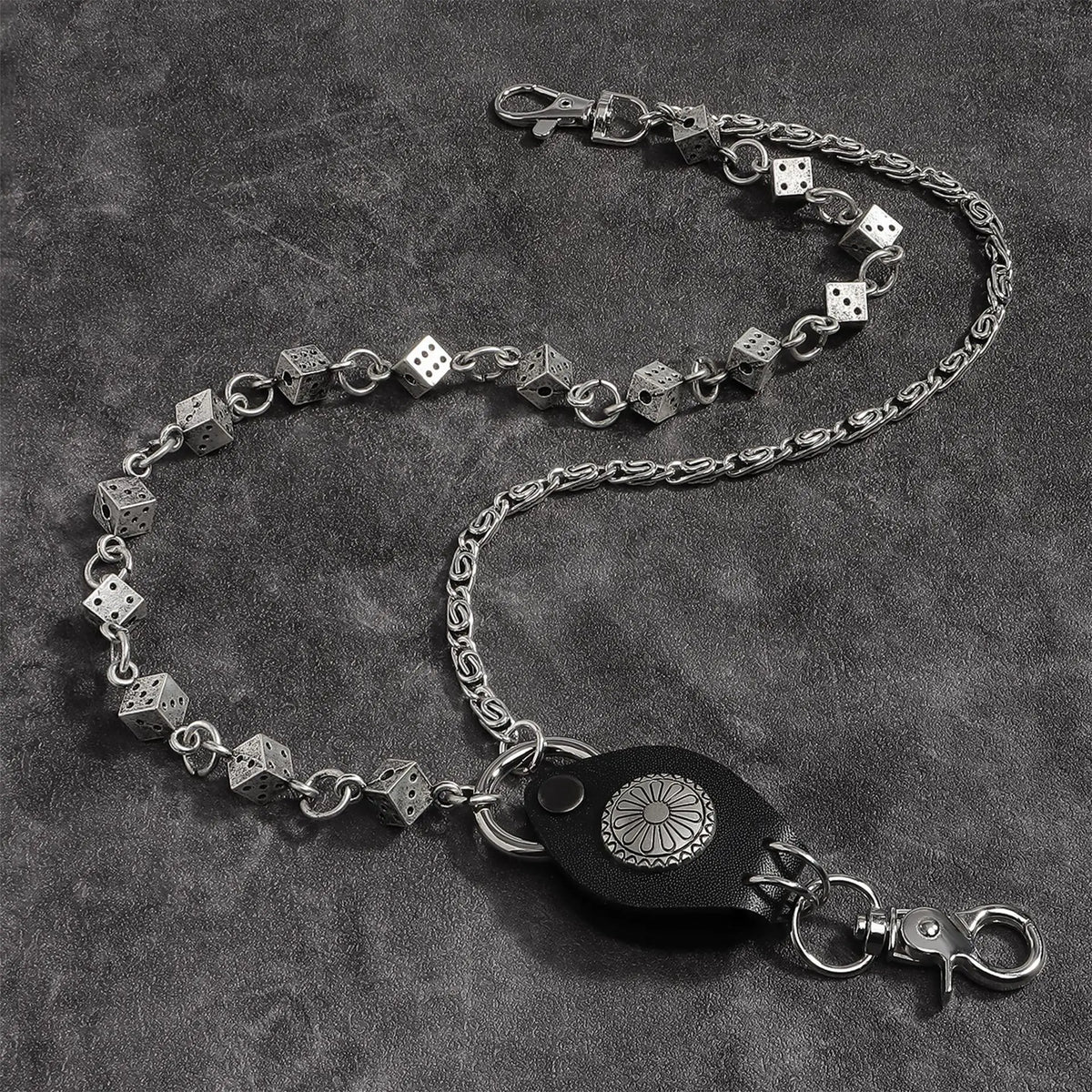 Dice Rivet Heavy Duty Pants Chain — Black-Tone Jeans Chain
