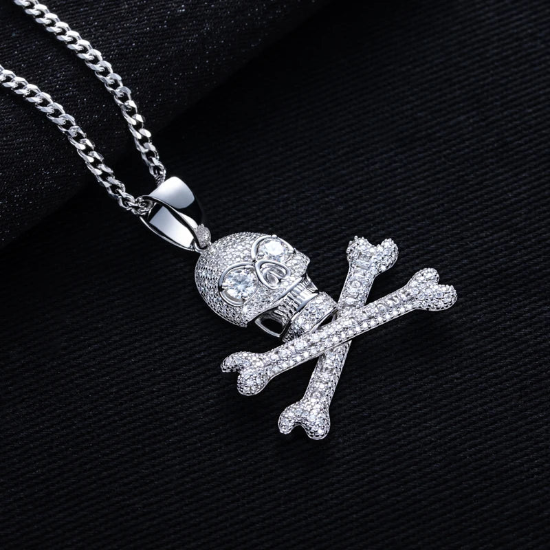 Iced Out Skull Pendant — 925 Silver