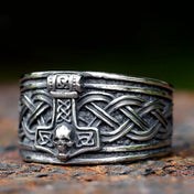 Viking Mjolnir Thor's Hammer Skull Ring — Stainless Steel