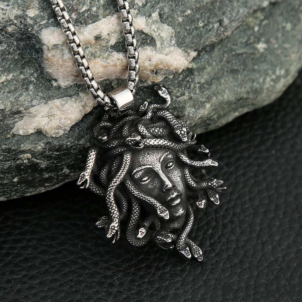 Gothic Medusa Snake Pendant — Stainless Steel