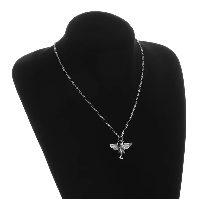 Cat Wings Animal Pendant Necklace — Silver