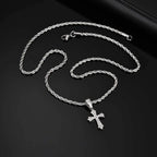 Vnox Stainless Steel Cross Pendant Necklace, 17x26mm Cross Pendant with Twisted Chain Religious Faith Jewelry Gift for