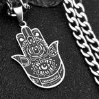Fatima Hand Pendant Necklace — Silver