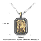 Religious Guard Archangel St. Michael Necklace Christian Faith Amulet Pendant Stainless Steel Gold Color Jewelry for
