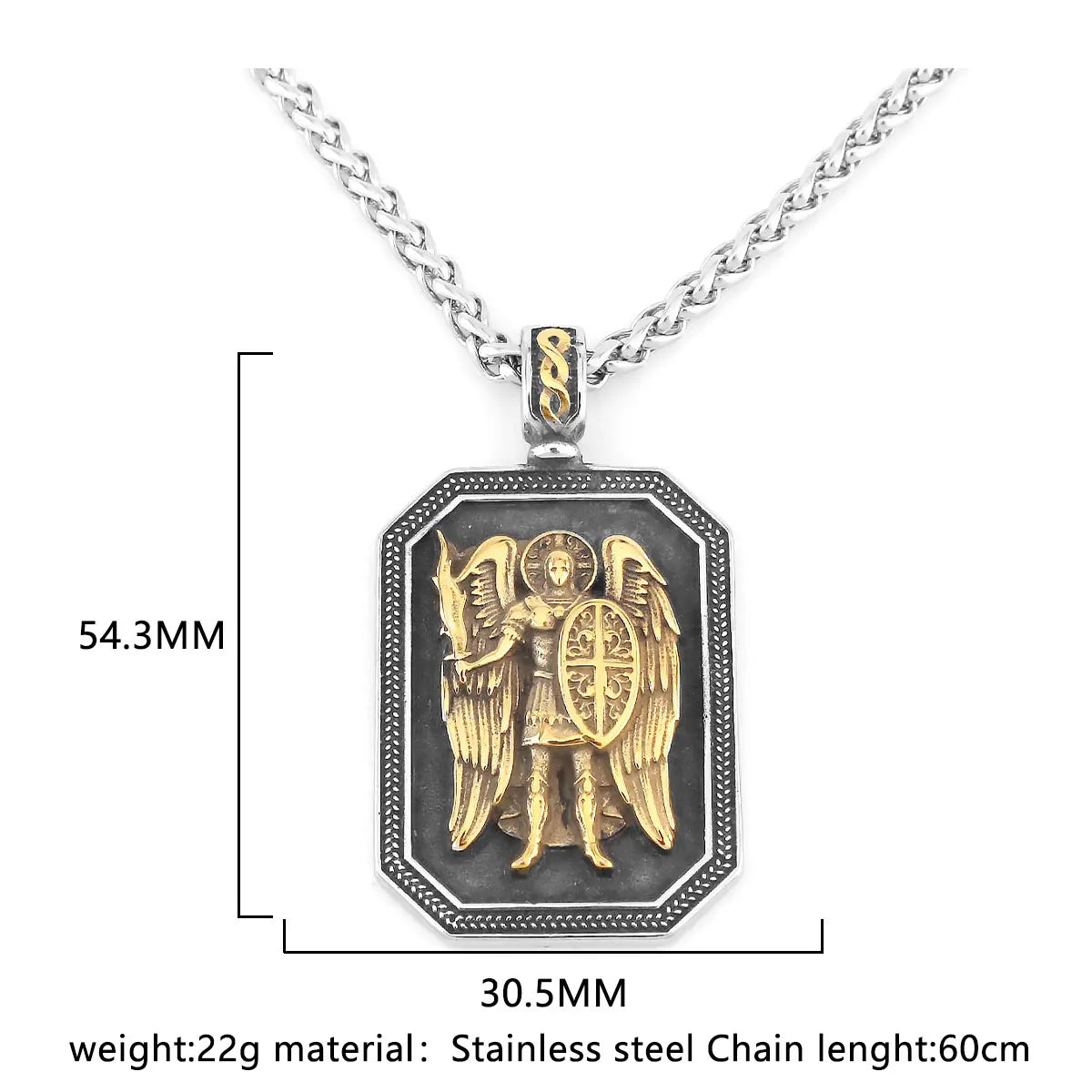 Religious Guard Archangel St. Michael Necklace Christian Faith Amulet Pendant Stainless Steel Gold Color Jewelry for