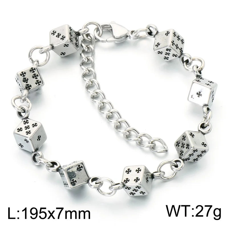 Vintage Gothic Ornate Charm Link Bracelet — Stainless Steel