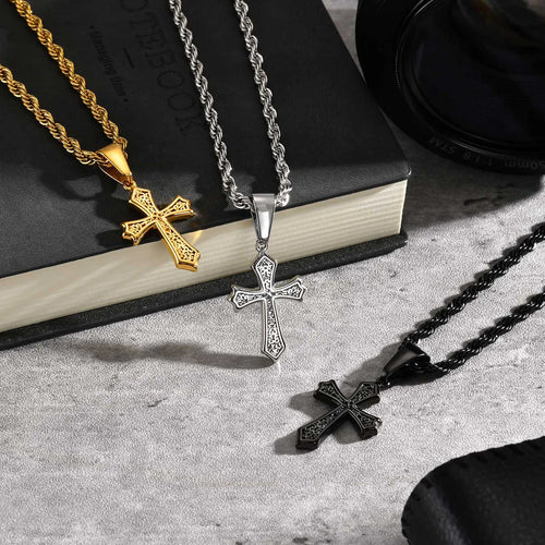 Hiphop Cross Stainless Steel Pendant Necklace