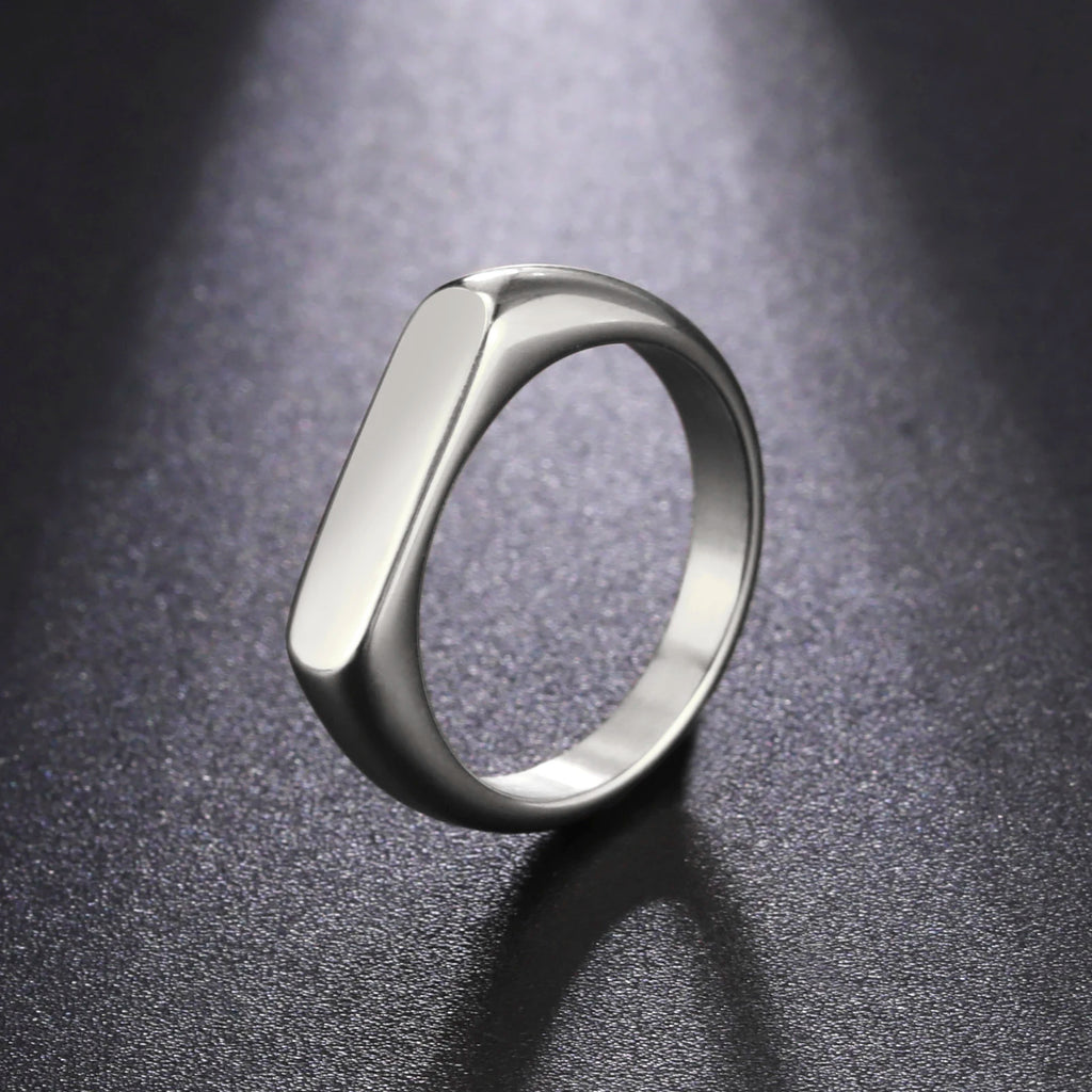 Skyrim Stainless Steel Signet Rings for Men Women Minimalist 5MM Wide Finger Rings 2026 Trend Wedding Couple Jewelry Gift Hot