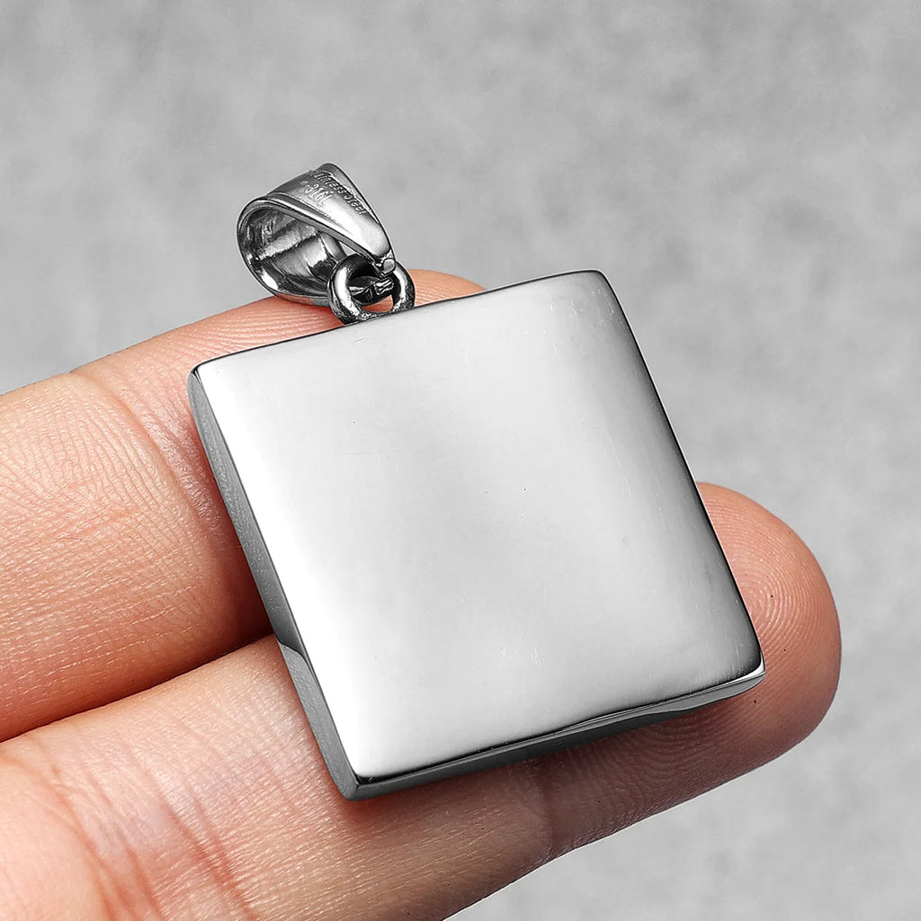 Cross Skull Badge Pendant Necklace Stainless Steel