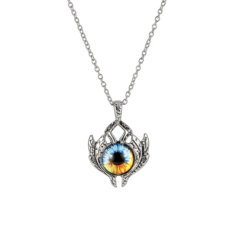 Antique Evil Eye Pendant Necklace For Women Men Creative Punk Hollow Star Colorful Eyeball Connect Choker Chain Jewelry
