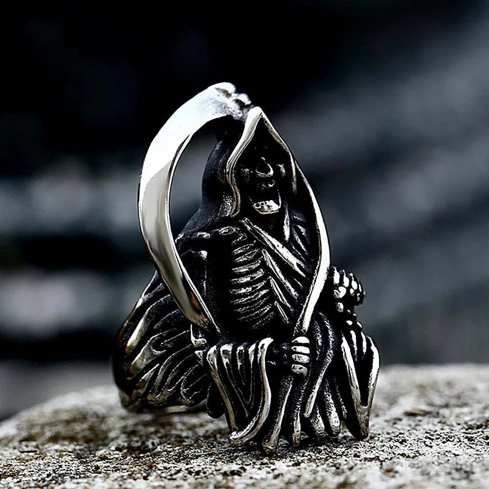 Grim Reaper Skull Ring — Stainless Steel