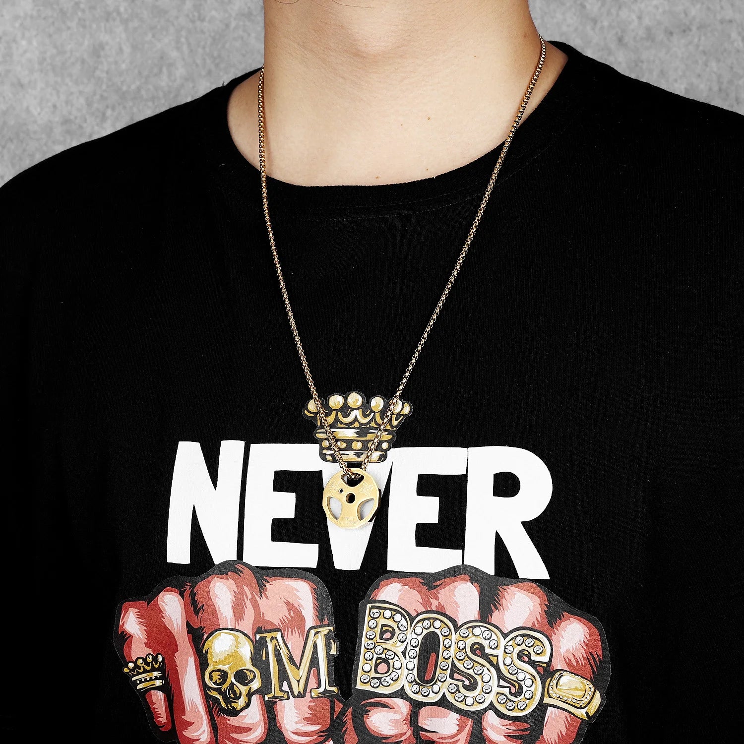 Dumbbell Pendant Necklace — Stainless Steel
