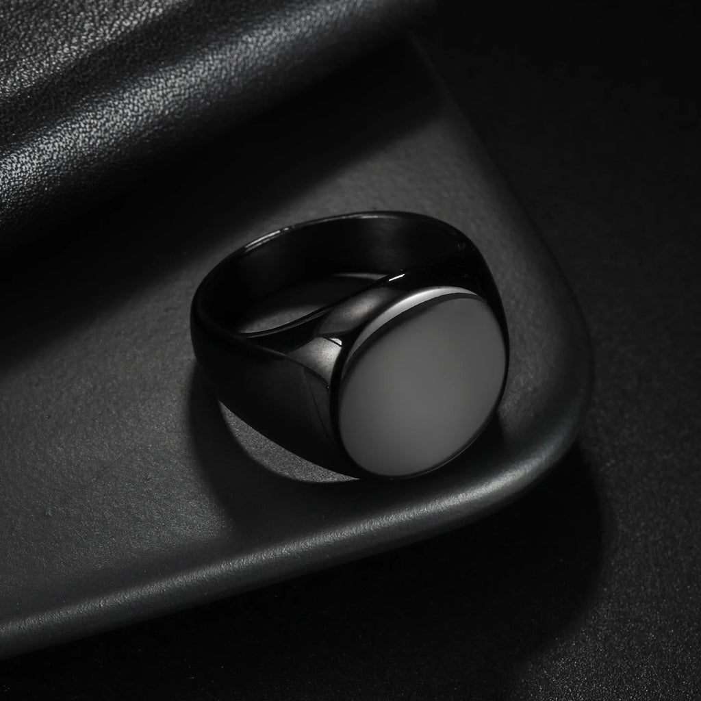 Signet Steel Ring 316L Round Seal Diy Blank