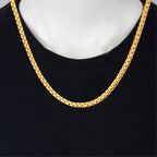 Mens Chain 6MM Long Necklace for Men 20" 23" 26" Gold Color Stainless Steel Flat Snake Chain Necklaces Men Chain