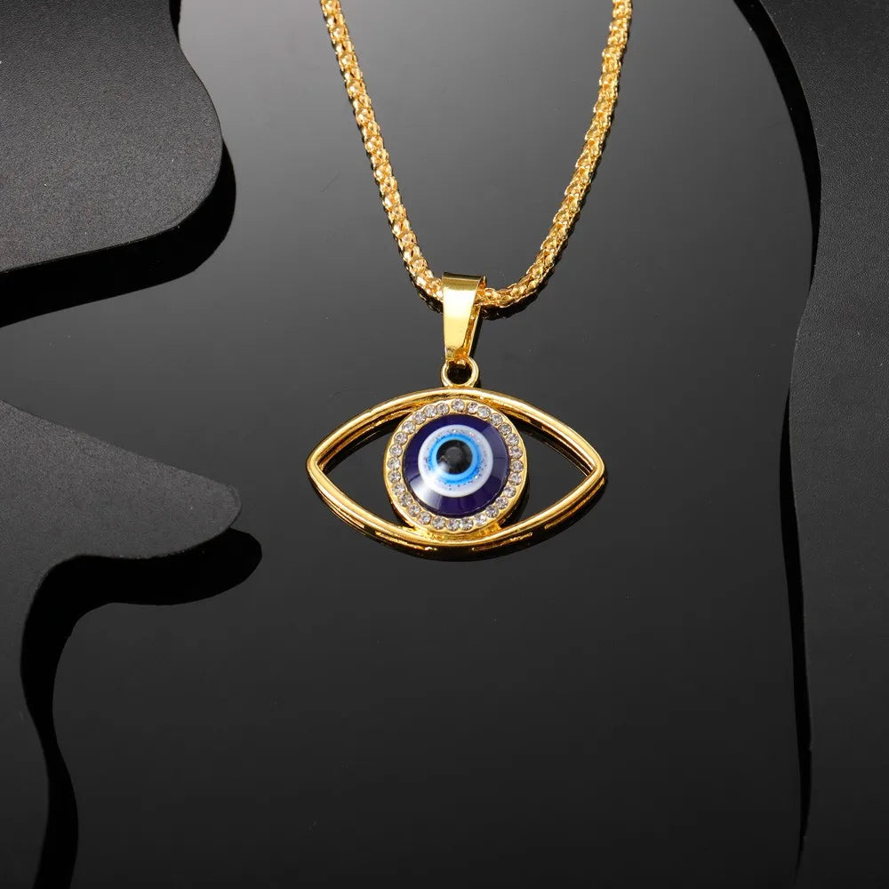 Nwe Vintage Eye of Fortune Pendant Necklace for Women Steel and Titanium Personality Gothic Chain Necklaces Jewelry Gift