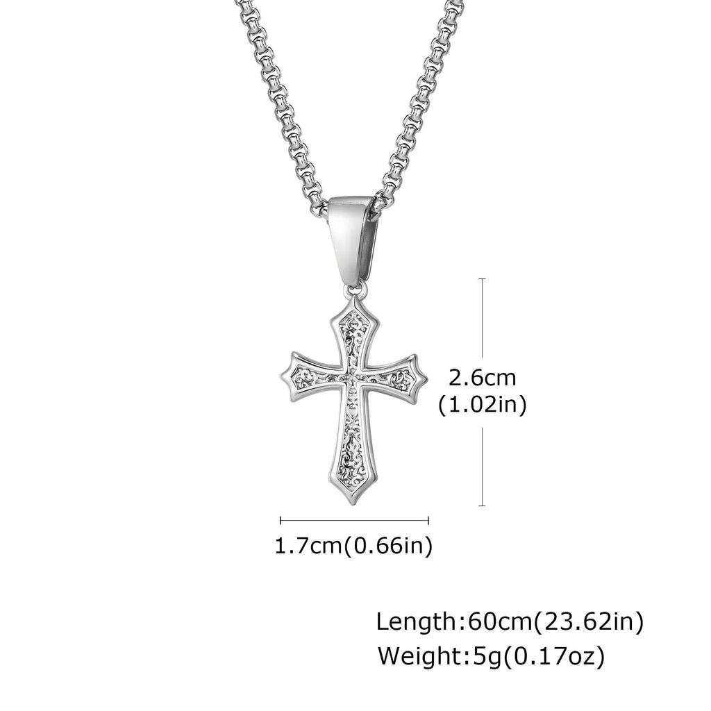 Minimal Cross Pendant — Silver Stainless