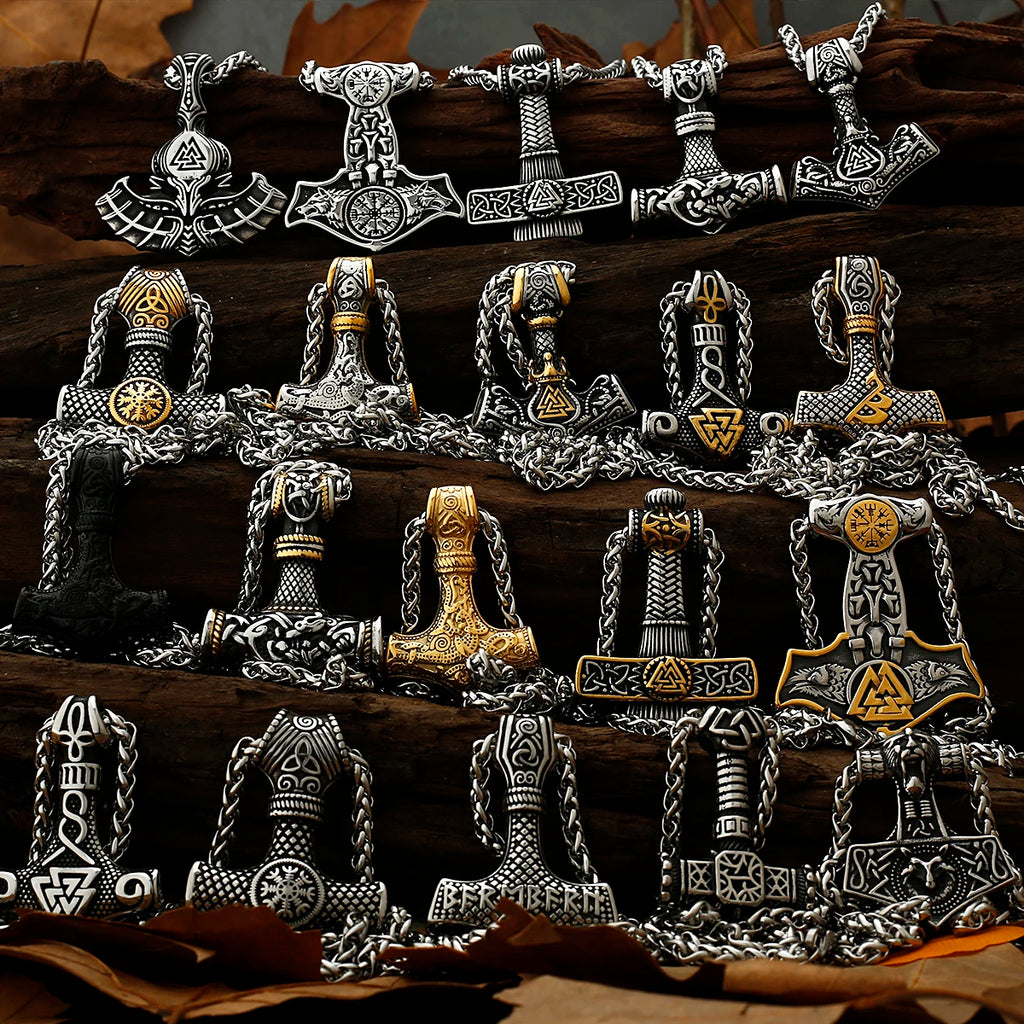 Original Viking Stainless Steel Thor Hammer Multiple Styles Domineering Unisex Necklace Pendant Boyfriend Gift