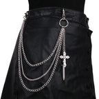 Punk Spike Rivet Layered Metal Chain Keychains For Men Women Pants Jeans Biker Gothic Rock Belt Chains Jewelry Accessories Gift