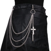 Punk Spike Rivet Layered Metal Chain Keychains For Men Women Pants Jeans Biker Gothic Rock Belt Chains Jewelry Accessories Gift