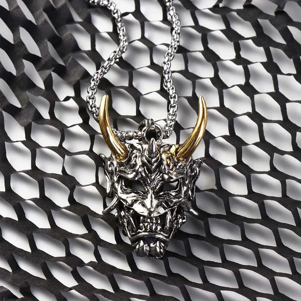 Street Retro Cool Exaggerate Stainless Steel Creative Clavicle Chain Wheat Chain Ox Head Choker Man Necklace