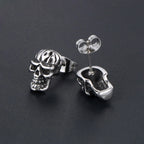 Skull Steel Earrings Punk Vintage 316L Biker Skeleton