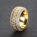 Iced Out Cuban Spinner Ring Stainless Steel